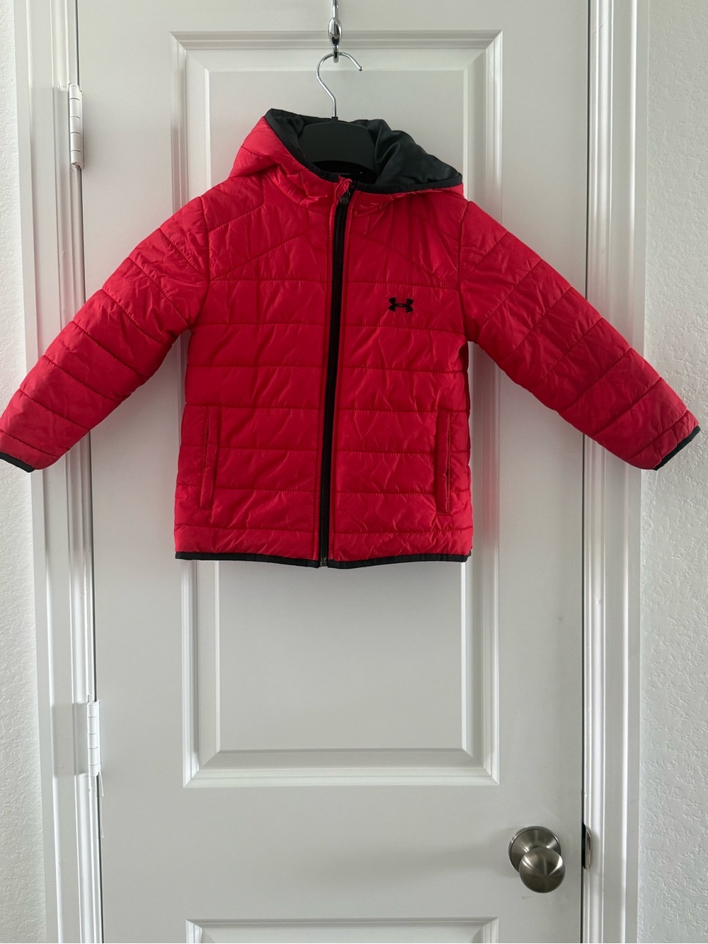 Under Armour Kids Puffer Jacket 4T Red With Hood Nylon Polyester Winter Coat